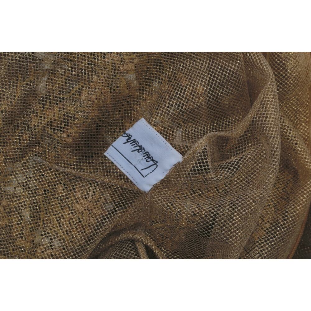 VTG One of a Kind Couture Jumpsuit Sheer Metallic Gold Beaded Wide Leg Designer - Picture 3 of 16